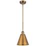 Ballston Cone 8"W Brushed Brass LED Pendant With Brushed Brass Shade