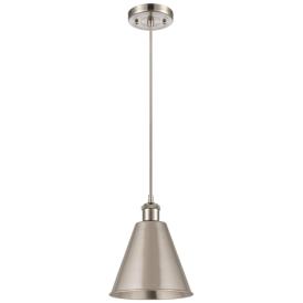 Ballston Cone 8"W Brushed Satin Nickel Corded LED Mini Pendant w/ 8&qu Ballston Cone 8"W Brushed Satin Nickel Corded LED Mini Pendant w/ 8&qu