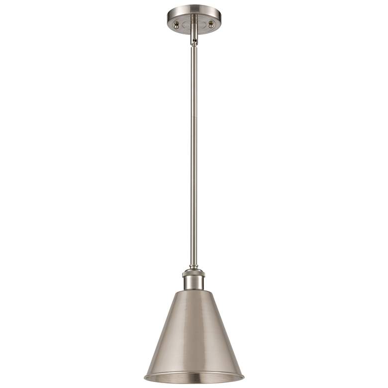 Image 1 Ballston Cone 8"W Brushed Satin Nickel Pendant