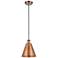 Ballston Cone 8"W Copper Corded Mini Pendant With 8" Shade Black