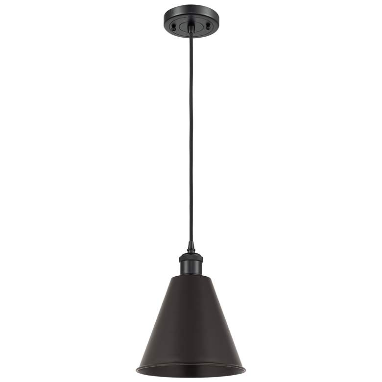 Image 1 Ballston Cone 8"W Matte Black Corded LED Mini Pendant w/ 8" Black