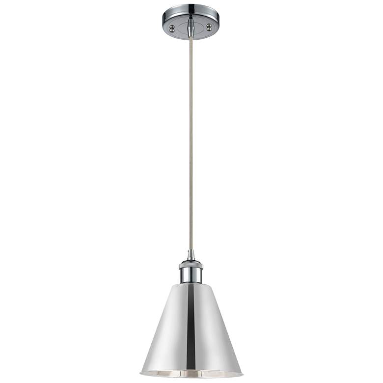 Image 1 Ballston Cone 8"W Polished Chrome Corded Mini Pendant w/ 8" Shade