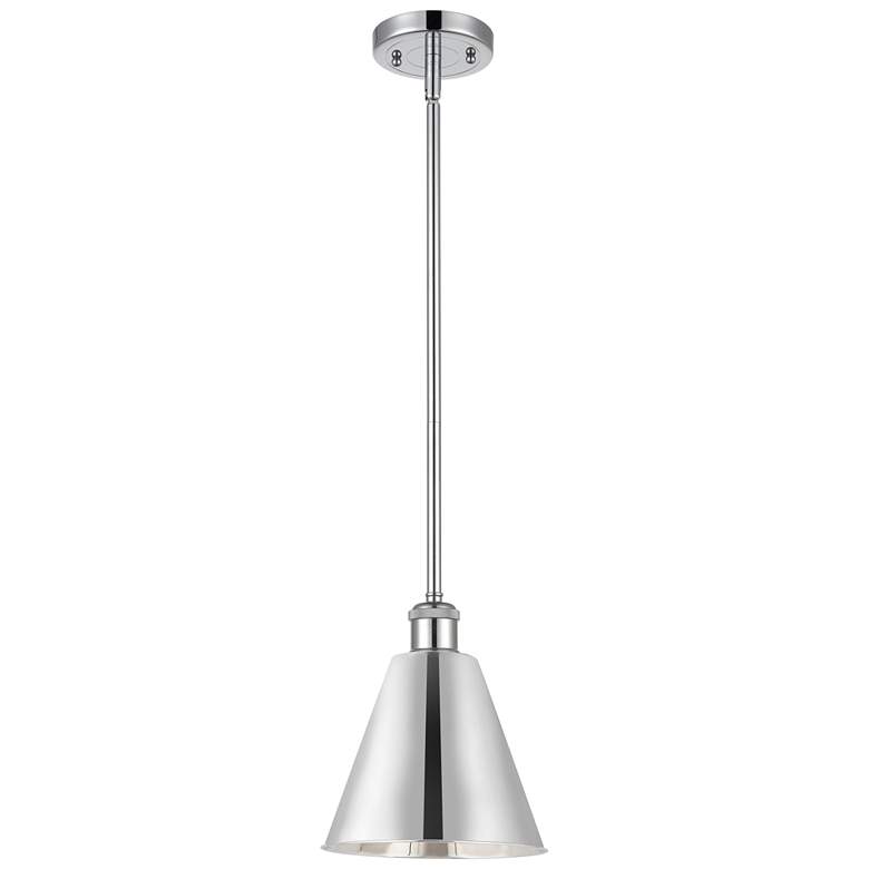 Image 1 Ballston Cone 8"W Polished Chrome LED Pendant w/ Polished Chrome Shade