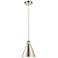 Ballston Cone 8"W Polished Nickel Corded Mini Pendant w/ 8" Shade