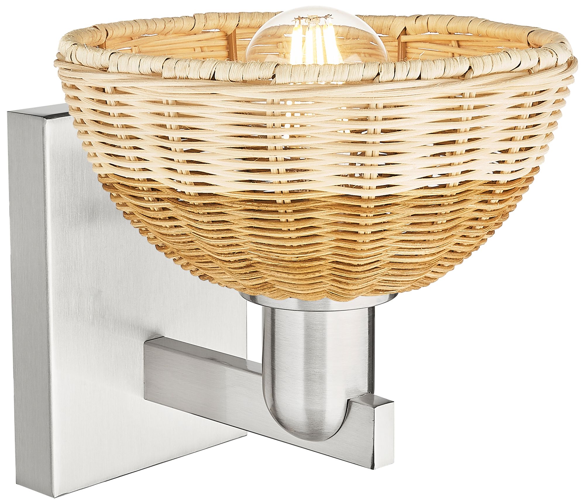 Image 2 Ballston Dome 11.25"H Brushed Satin Nickel Wall Sconce w/ Fiber Shade more views