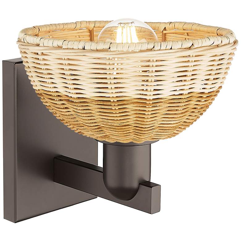 Image 2 Ballston Dome 11.25"H Oil Rubbed Bronze Wall Sconce w/ Basketweave Shade more views