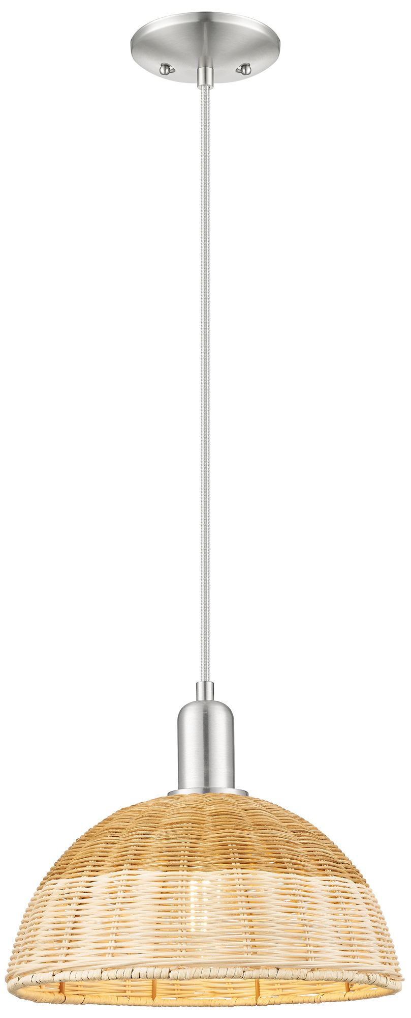 Ballston Dome 11.75"W Brushed Nickel Cord Mini Pendant w/ 12" Fiber Shade