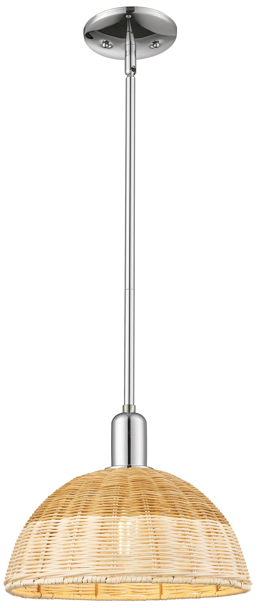 Ballston Dome 11.75"W Chrome Stem Mini Pendant w/ 12" Fiber Shade