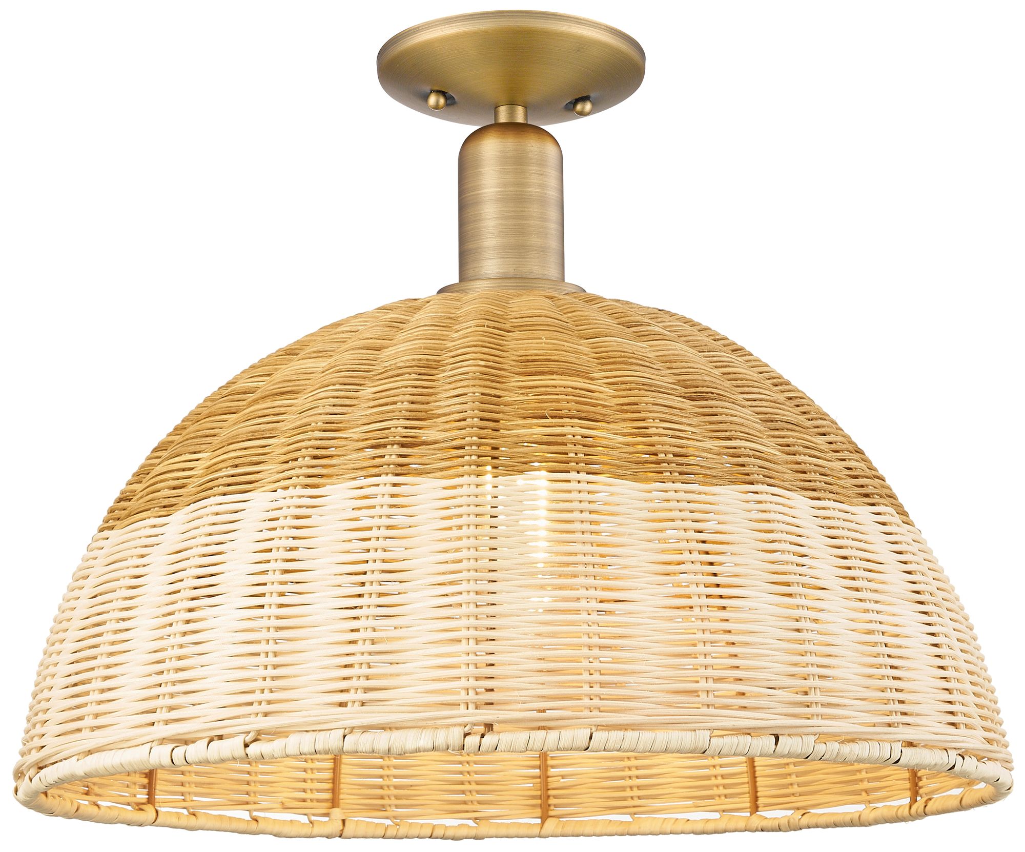 Ballston Dome 15.75"W Brass Semi.Flush Mount w/ 16" Fiber Shade