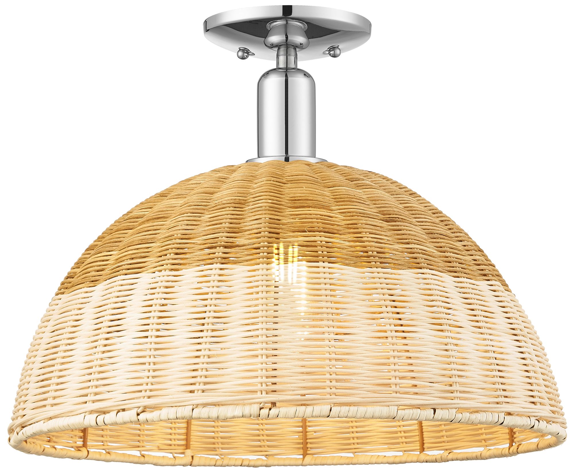 Ballston Dome 15.75"W Chrome Semi.Flush Mount w/ 16" Fiber Shade