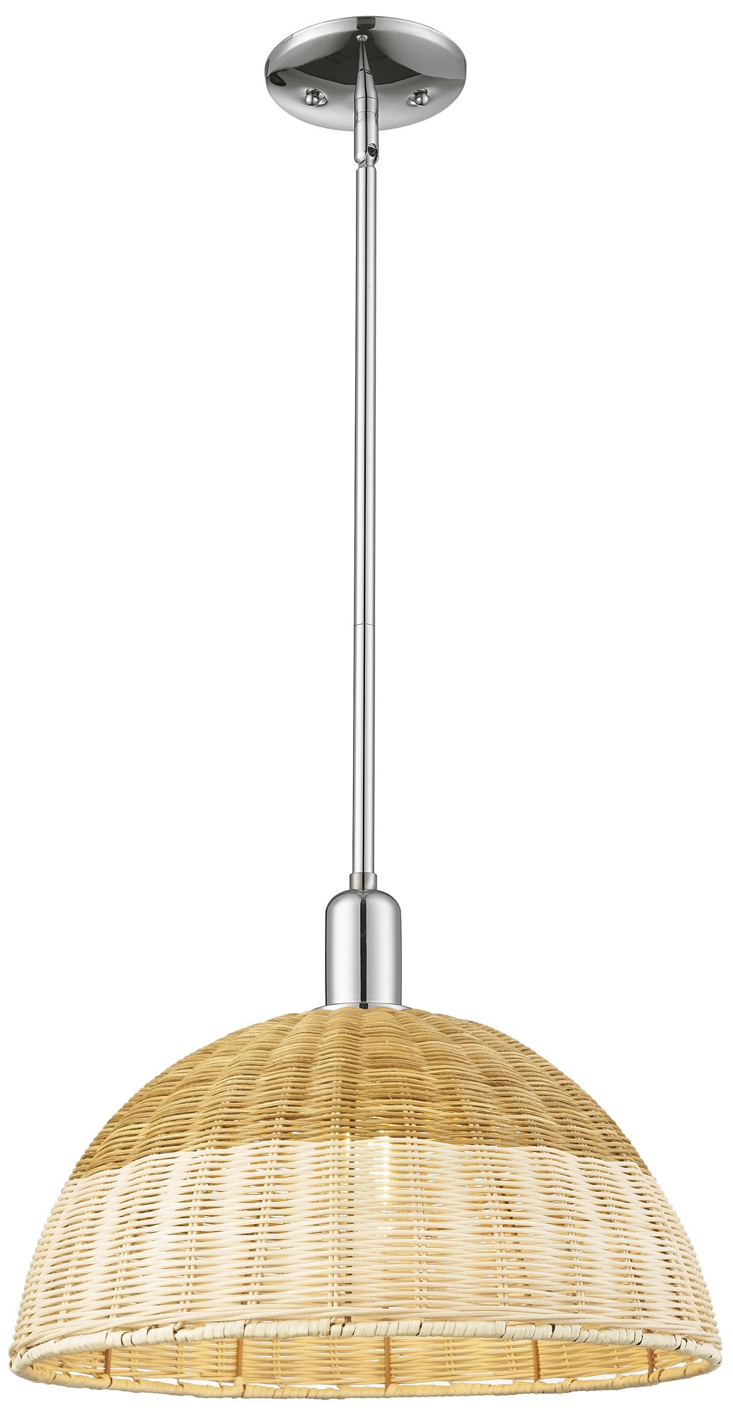 Ballston Dome 15.75"W Chrome Stem Mini Pendant w/ 16" Fiber Shade