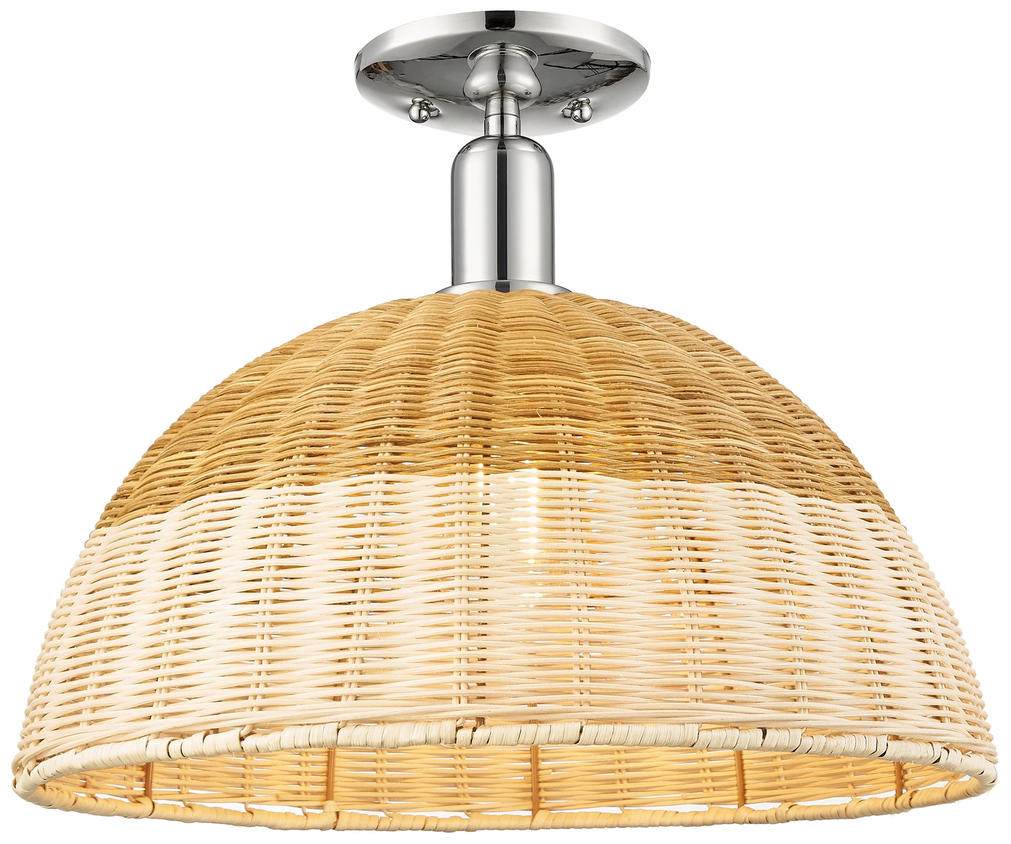 Ballston Dome 15.75"W Nickel Semi.Flush Mount w/ 16" Fiber Shade