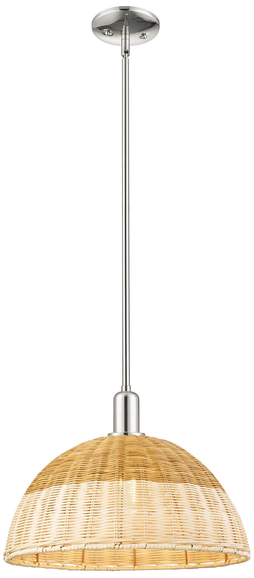 Ballston Dome 15.75"W Nickel Stem Mini Pendant w/ 16" Fiber Shade