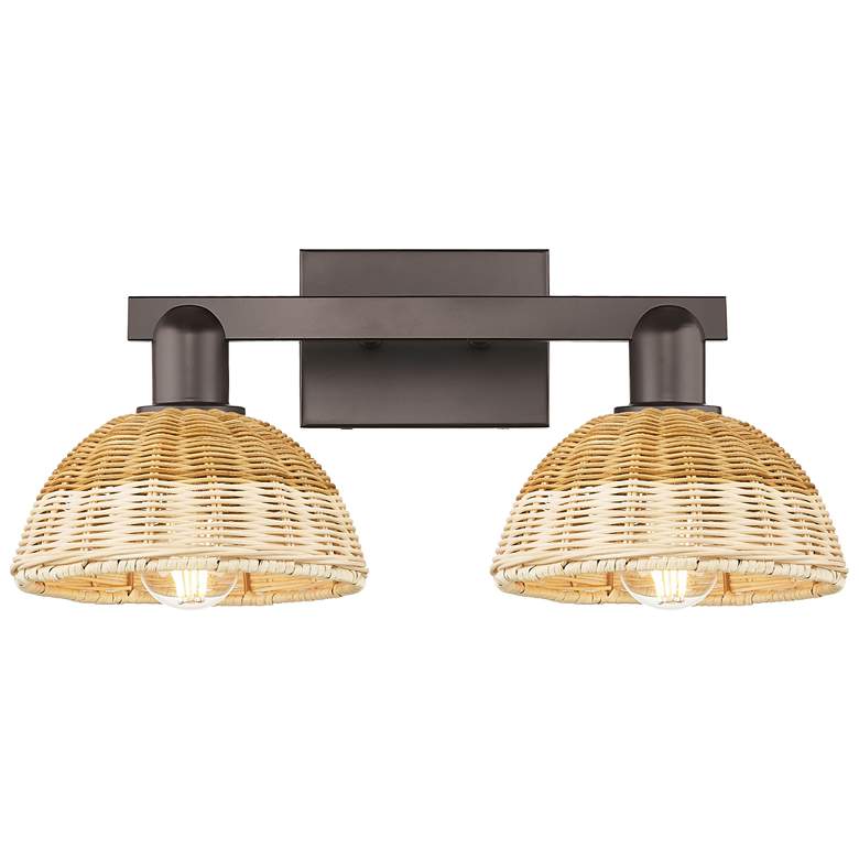 Image 1 Ballston Dome 16"W 2-Lt Oil Rubbed Bronze Bath-Lt w/ Basketweave Shade