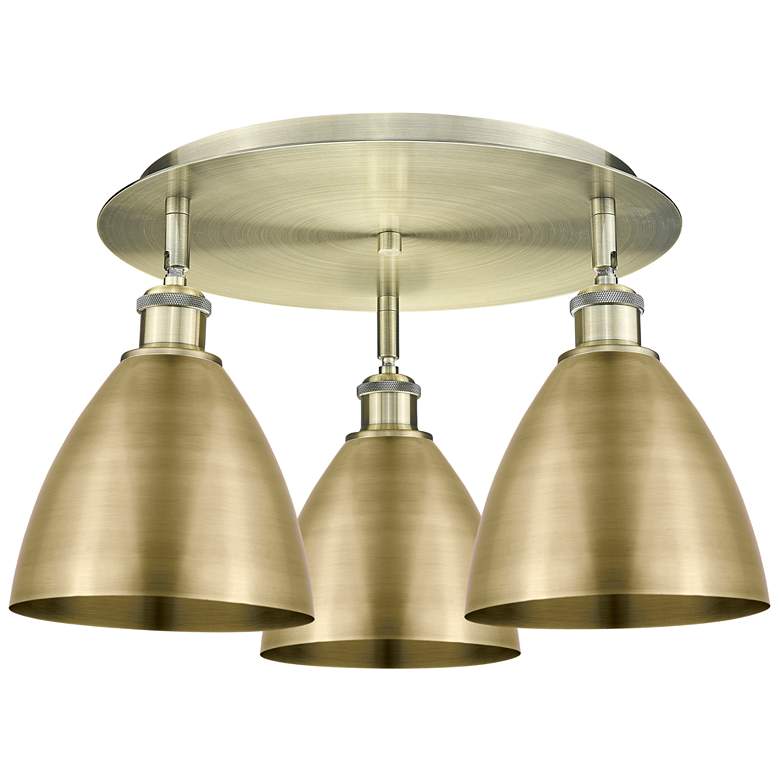 Image 1 Ballston Dome 19.25" Wide 3 Light Antique Brass Flush Mount w/ Brass S