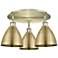 Ballston Dome 19.25" Wide 3 Light Antique Brass Flush Mount w/ Brass S