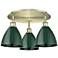 Ballston Dome 19.25" Wide 3 Light Antique Brass Flush Mount w/ Green S