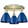 Ballston Dome 19.25" Wide 3 Light Antique Brass Flush Mount With Blue