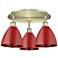 Ballston Dome 19.25" Wide 3 Light Antique Brass Flush Mount With Red S