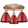 Ballston Dome 19.25" Wide 3 Light Antique Copper Flush Mount With Red