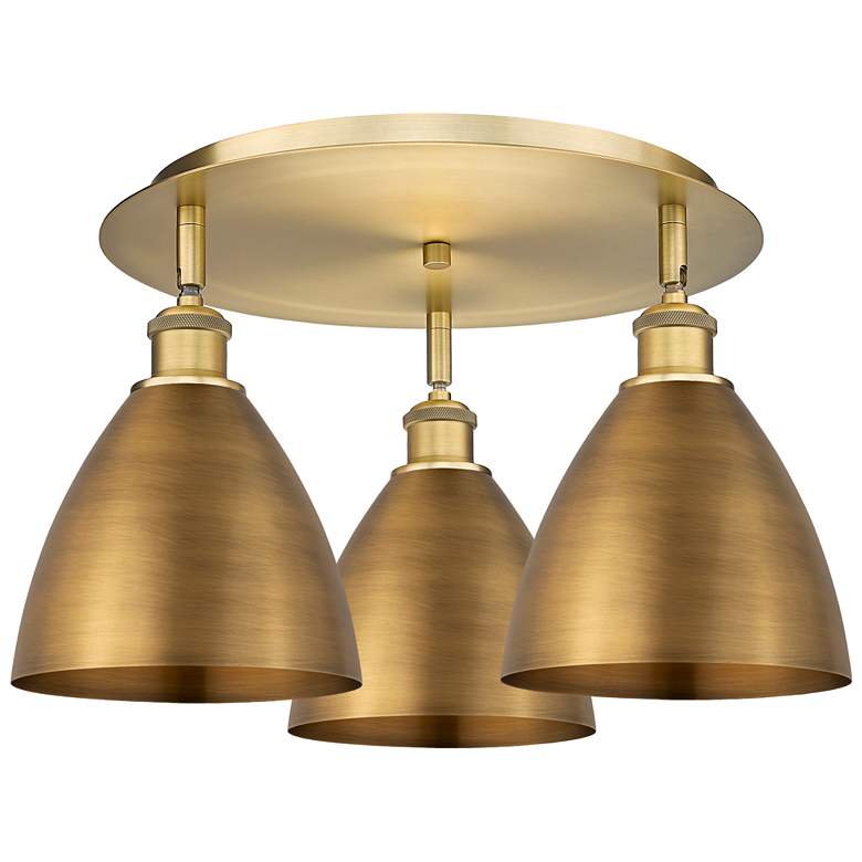 Image 1 Ballston Dome 19.25" Wide 3 Light Brushed Brass Flush Mount w/ Brass S
