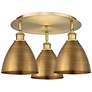 Ballston Dome 19.25" Wide 3 Light Brushed Brass Flush Mount w/ Brass S