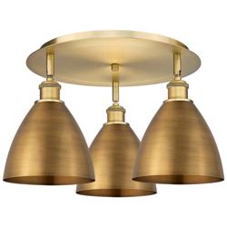 Ballston Dome 19.25" Wide 3 Light Brushed Brass Flush Mount w/ Brass S