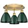 Ballston Dome 19.25" Wide 3 Light Brushed Brass Flush Mount w/ Green S