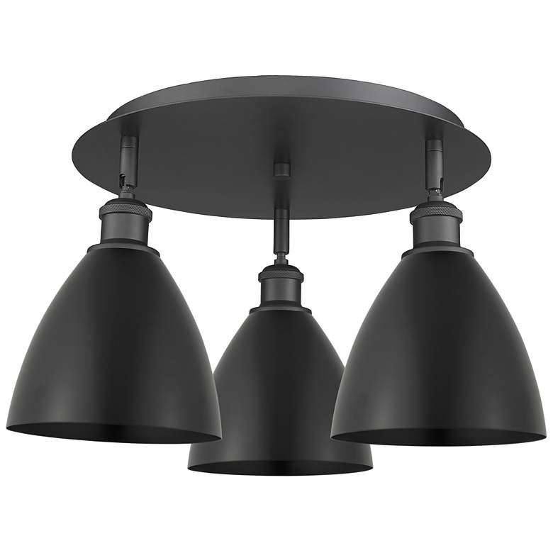 Image 1 Ballston Dome 19.25" Wide 3 Light Matte Black Flush Mount With Black S