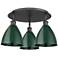 Ballston Dome 19.25" Wide 3 Light Matte Black Flush Mount With Green S