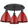 Ballston Dome 19.25" Wide 3 Light Matte Black Flush Mount With Red Sha
