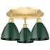 Ballston Dome 19.25" Wide 3 Light Satin Gold Flush Mount With Green Sh