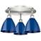 Ballston Dome 19.25" Wide 3 Light Satin Nickel Flush Mount With Blue S