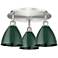 Ballston Dome 19.25" Wide 3 Light Satin Nickel Flush Mount With Green