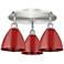 Ballston Dome 19.25" Wide 3 Light Satin Nickel Flush Mount With Red Sh