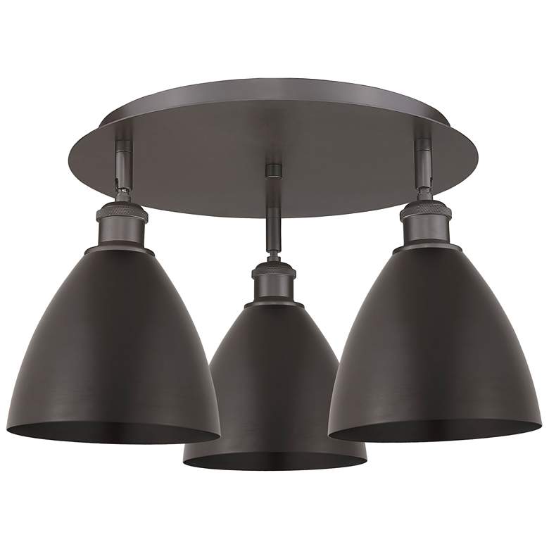 Image 1 Ballston Dome 19.25"W 3 Light Oil Rubbed Bronze Flush Mount w/ Bronze