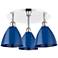 Ballston Dome 19.25"W 3 Light Polished Chrome Flush Mount w/ Blue Shad
