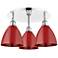 Ballston Dome 19.25"W 3 Light Polished Chrome Flush Mount w/ Red Shade
