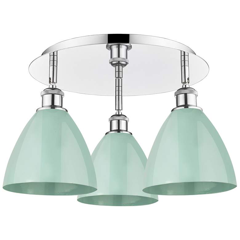Image 1 Ballston Dome 19.25"W 3 Light Polished Chrome Flush Mount w/ Seafoam S