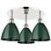 Ballston Dome 19.25"W 3 Light Polished Nickel Flush Mount w/ Green Sha