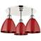Ballston Dome 19.25"W 3 Light Polished Nickel Flush Mount w/ Red Shade