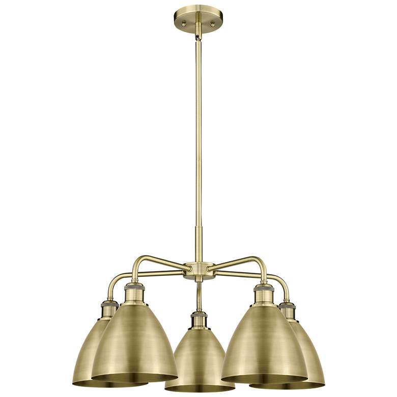 Image 1 Ballston Dome 25.5"W 5 Light Antique Brass Stem Chandelier