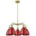 Ballston Dome 25.5"W 5 Light Brushed Brass Stem Chandelier w/ Red Shad