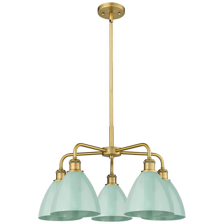 Image 1 Ballston Dome 25.5"W 5 Light Brushed Brass Stem Chandelier w/ Seafoam