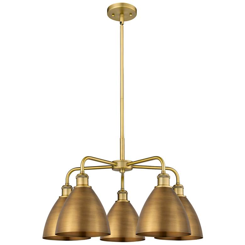 Image 1 Ballston Dome 25.5"W 5 Light Brushed Brass Stem Chandelier