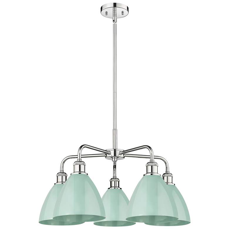 Image 1 Ballston Dome 25.5"W 5 Light Chrome Stem Chandelier w/ Seafoam Shade