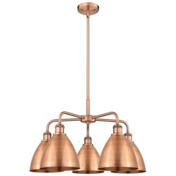 Ballston Dome 25.5&quot;W 5 Light Copper Stem Hung Chandelier With Copper S