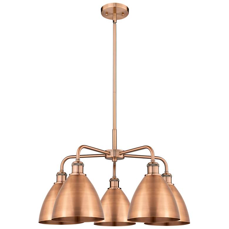 Image 1 Ballston Dome 25.5 inchW 5 Light Copper Stem Hung Chandelier With Copper S