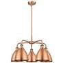 Ballston Dome 25.5"W 5 Light Copper Stem Hung Chandelier With Copper S