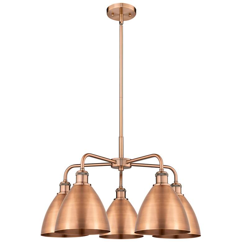 Image 1 Ballston Dome 25.5"W 5 Light Copper Stem Hung Chandelier With Copper S